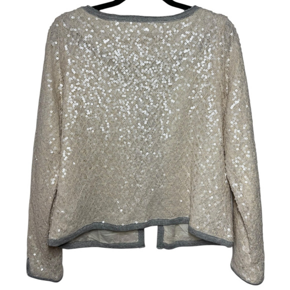 Soft Surroundings Cardigan Women XL NWOT Cream Sequin Gray Sparkle Holiday Top - Picture 2 of 9